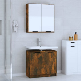 Berkfield 2 Piece Bathroom Cabinet Set Smoked Oak Engineered Wood