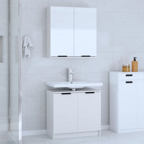 Berkfield 2 Piece Bathroom Cabinet Set White Engineered Wood