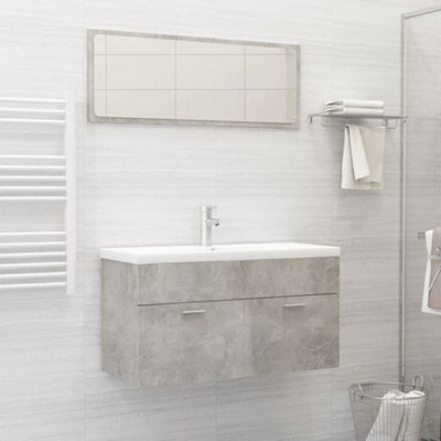 Berkfield 2 Piece Bathroom Furniture Set Concrete Grey Engineered Wood Price Comparisons | Compare The Build