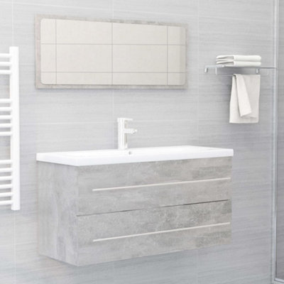 Berkfield 2 Piece Bathroom Furniture Set Concrete Grey Engineered Wood Price Comparisons | Compare The Build