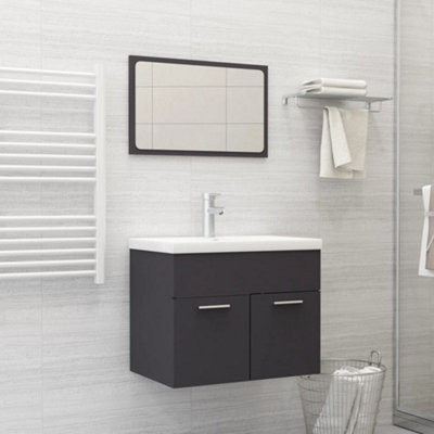 Berkfield 2 Piece Bathroom Furniture Set Grey Engineered Wood Price Comparisons | Compare The Build