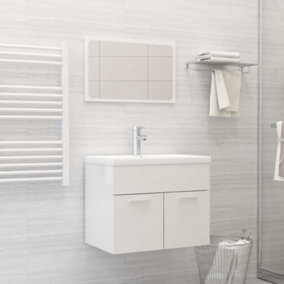 Berkfield 2 Piece Bathroom Furniture Set High Gloss White Engineered Wood