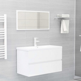 Berkfield 2 Piece Bathroom Furniture Set High Gloss White Engineered Wood
