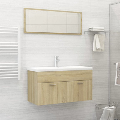 Berkfield 2 Piece Bathroom Furniture Set Sonoma Oak Engineered Wood Price Comparisons | Compare The Build