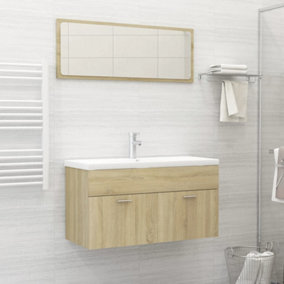 Berkfield 2 Piece Bathroom Furniture Set Sonoma Oak Engineered Wood