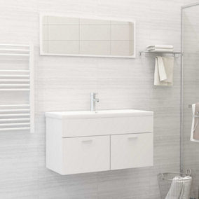 Berkfield 2 Piece Bathroom Furniture Set White Engineered Wood