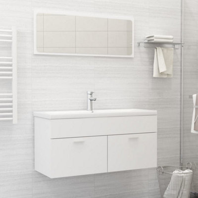 Berkfield 2 Piece Bathroom Furniture Set White Engineered Wood Price Comparisons | Compare The Build