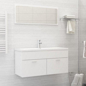 Berkfield 2 Piece Bathroom Furniture Set White Engineered Wood