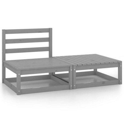 Berkfield 2 Piece Garden Lounge Set Grey Solid Pinewood