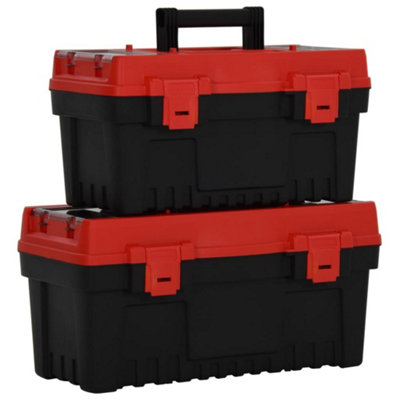 Berkfield 2 Piece Tool Box Set Black and Red Polypropylene