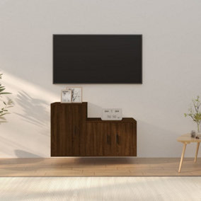 Berkfield 2 Piece TV Cabinet Set Brown Oak Engineered Wood
