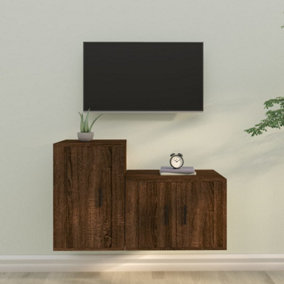 Berkfield 2 Piece TV Cabinet Set Brown Oak Engineered Wood