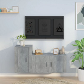 Berkfield 2 Piece TV Cabinet Set Concrete Grey Engineered Wood