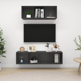 Berkfield 2 Piece TV Cabinet Set Grey Engineered Wood