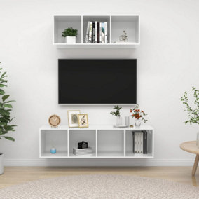 Berkfield 2 Piece TV Cabinet Set High Gloss White Engineered Wood