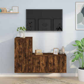 Berkfield 2 Piece TV Cabinet Set Smoked Oak Engineered Wood