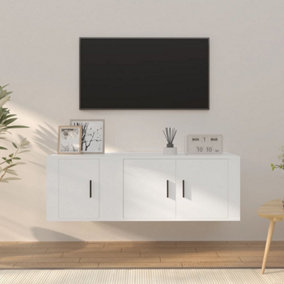 Berkfield 2 Piece TV Cabinet Set White Engineered Wood