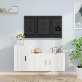 Berkfield 2 Piece TV Cabinet Set White Engineered Wood