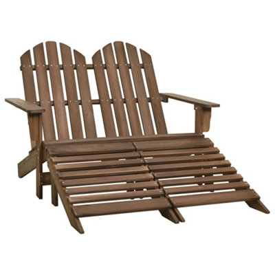 Berkfield 2-Seater Garden Adirondack Chair&Ottoman Fir Wood Brown