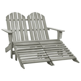 Berkfield 2-Seater Garden Adirondack Chair&Ottoman Fir Wood Grey