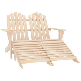 Berkfield 2-Seater Garden Adirondack Chair & Ottoman Fir Wood