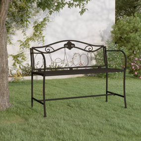 Berkfield 2-Seater Garden Bench 104 cm Black Steel