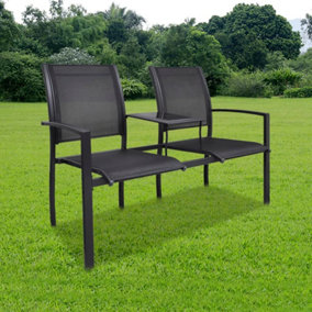 Berkfield 2 Seater Garden Bench 131 cm Steel and Textilene Black