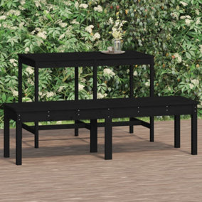 Berkfield 2-Seater Garden Bench Black 159.5x44x45 cm Solid Wood Pine