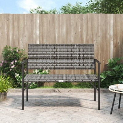Berkfield 2Seater Garden Bench Grey Poly Rattan DIY at B&Q
