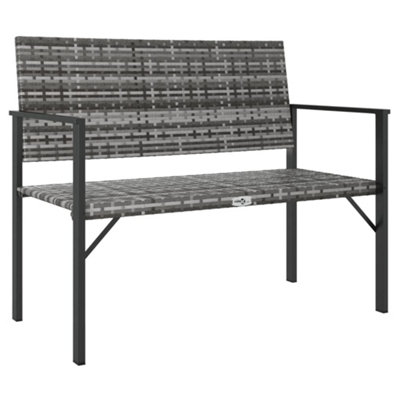 Berkfield 2-Seater Garden Bench Grey Poly Rattan