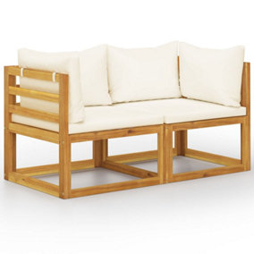Berkfield 2-seater Garden Bench with Cream White Cushions (UK/IE/FI/NO only)