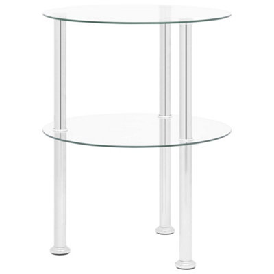 Berkfield 2-Tier Side Table Transparent 38 cm Tempered Glass | DIY at B&Q