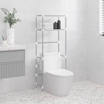 Berkfield 2Tier Storage Rack over Toilet Grey 53.5x28x143 cm Iron