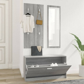 Berkfield 3-in-1 Shoe Cabinet Set Grey Sonoma Engineered Wood
