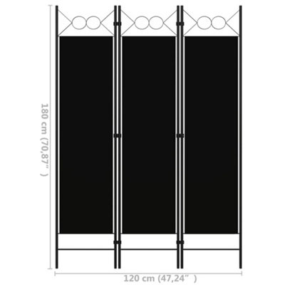 Berkfield 3-Panel Room Divider Black 120x180 cm