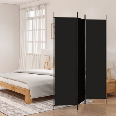 Berkfield 3-Panel Room Divider Black 150x200 cm Fabric | DIY at B&Q