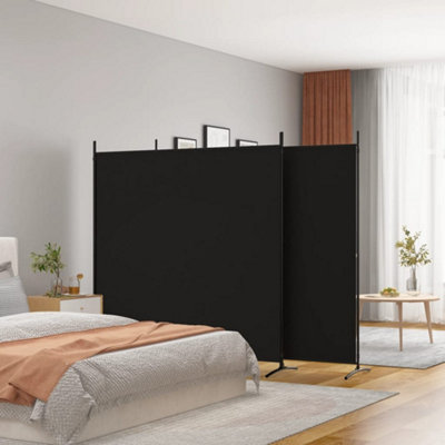 Berkfield 3-Panel Room Divider Black 525x180 cm Fabric | DIY at B&Q