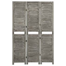 Berkfield 3-Panel Room Divider Grey 106.5x166 cm Solid Wood