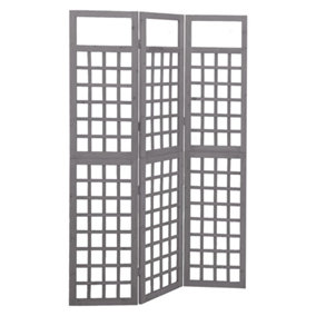 Berkfield 3-Panel Room Divider/Trellis Solid Fir Wood Grey 121x180 cm