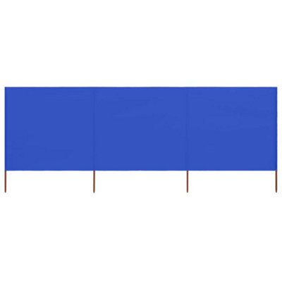 Berkfield 3-panel Wind Screen Fabric 400x80 cm Azure Blue