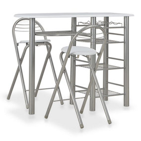 Berkfield 3 Piece Bar Set with Shelves Wood and Steel White
