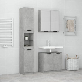 Berkfield 3 Piece Bathroom Cabinet Set Concrete Grey Engineered Wood