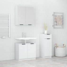 Berkfield 3 Piece Bathroom Cabinet Set High Gloss White Engineered Wood