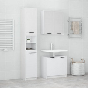 Berkfield 3 Piece Bathroom Cabinet Set High Gloss White Engineered Wood