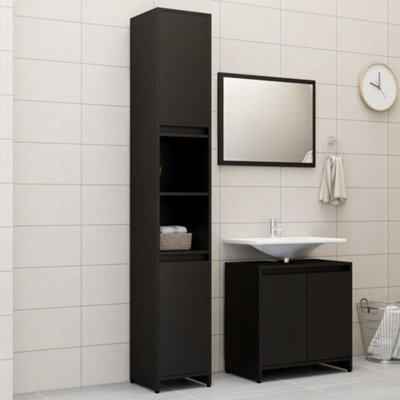 Berkfield 3 Piece Bathroom Furniture Set Black Engineered Wood Price Comparisons | Compare The Build