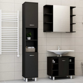 Berkfield 3 Piece Bathroom Furniture Set Black Engineered Wood