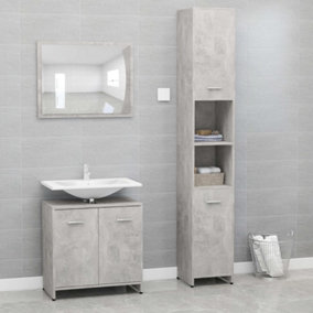 Berkfield 3 Piece Bathroom Furniture Set Concrete Grey Engineered Wood