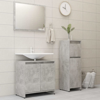 Berkfield 3 Piece Bathroom Furniture Set Concrete Grey Engineered Wood Price Comparisons | Compare The Build