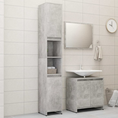 Berkfield 3 Piece Bathroom Furniture Set Concrete Grey Engineered Wood Price Comparisons | Compare The Build