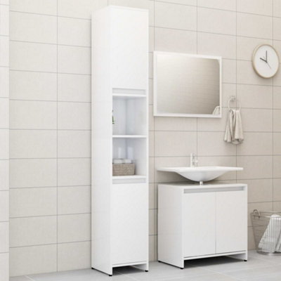 Berkfield 3 Piece Bathroom Furniture Set High Gloss White Engineered